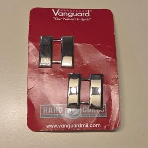 Vanguard Military Rank Insignia Silver Tone Captain Bars Pair New on Card